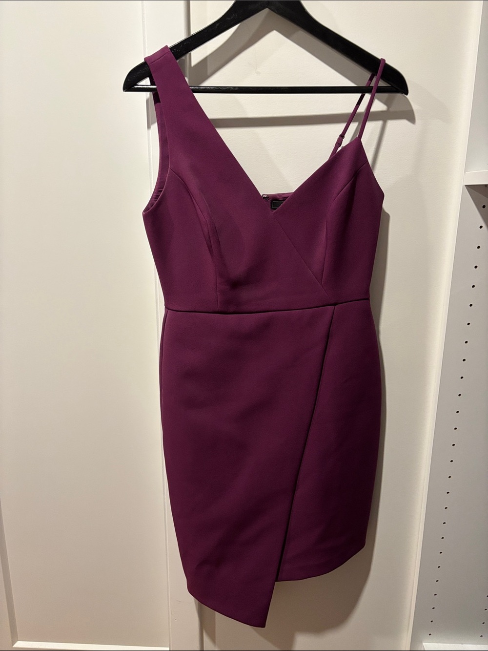 BCBGMaxAzria One-Shoulder Asymmetric Dress in Plum